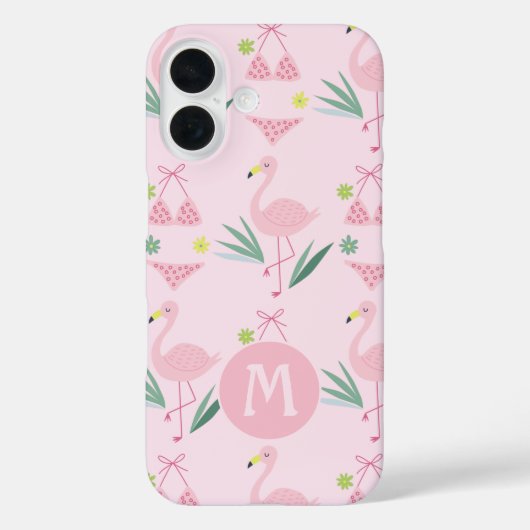 Coques Case-Mate iPhone Flamant rose fille mignonne et Monogramme rose bik (Verso)