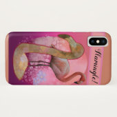 Coques Case-Mate iPhone Flamant rose floral flamand (Dos (Horizontal))