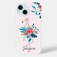 Flamant rose floral tropical mignon