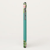 Coques Case-Mate iPhone Flamant rose floral tropical personnalisé Teal (Dos/Gauche)