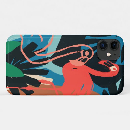 Coques Case-Mate iPhone Flamant rose funky (Dos (Horizontal))