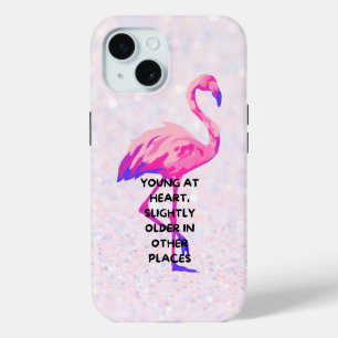 Coque Pour iPhone 15 Flamant rose Jeune Au Coeur Drôle Dire Citation