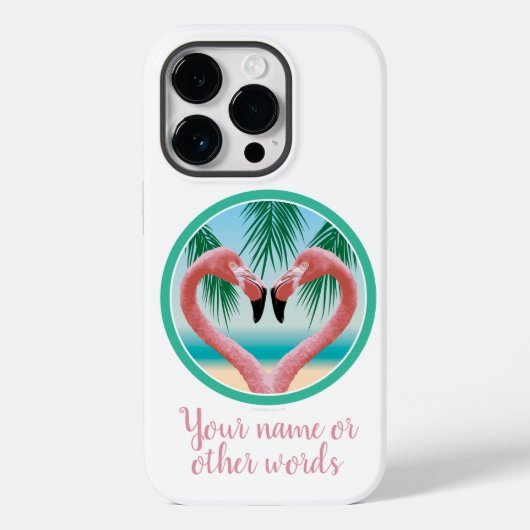 Coques Case-Mate iPhone Flamant rose Love (Saint-Valentin tropical) Coque- (Verso)