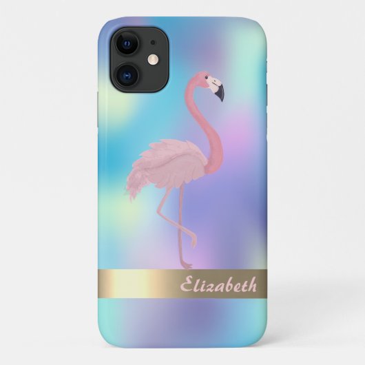 Coques Case-Mate iPhone Flamant Rose Moderne Holographique (Dos)