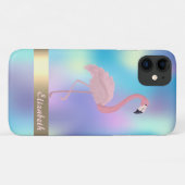 Coques Case-Mate iPhone Flamant Rose Moderne Holographique (Dos (Horizontal))