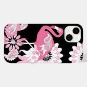 Coques Case-Mate iPhone Flamant rose moderne noir rose (Verso (horizontal))