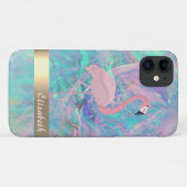 Coques Case-Mate iPhone Flamant Rose Moderne Opale Iridescent (Dos (Horizontal))
