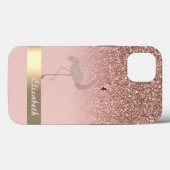 Coques Case-Mate iPhone Flamant Rose Moderne Paillettes Sequins (Verso (horizontal))