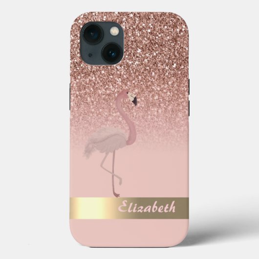 Coques Case-Mate iPhone Flamant Rose Moderne Paillettes Sequins (Verso)