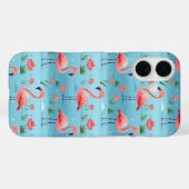 Coques Case-Mate iPhone Flamant rose Motif d'eau bleu (Verso (horizontal))