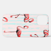 Coques Case-Mate iPhone Flamant rose motif transparent (Verso (horizontal))
