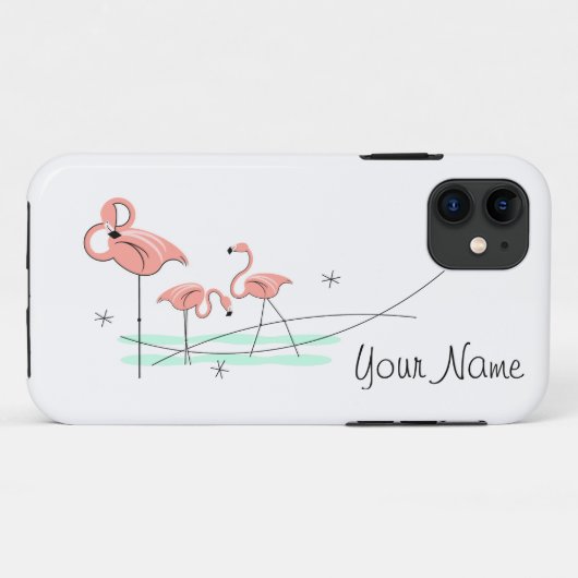 Coques Case-Mate iPhone Flamant rose Ocean Trio 'Nom' iPhone 11 dur (Dos (Horizontal))