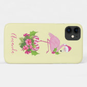 Coques Case-Mate iPhone Flamant rose rose à Santa Hat Noël Whimsical (Dos (Horizontal))