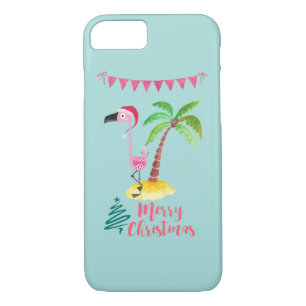 Case-Mate iPhone Case Flamant rose Rose Dans Un Chapeau De Père Noël Par