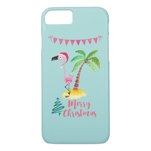 Coques Case-Mate iPhone Flamant rose Rose Dans Un Chapeau De Père Noël Par (Dos)