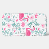 Coques Case-Mate iPhone Flamant rose rose et fleurs tropicales G7 (Verso (horizontal))