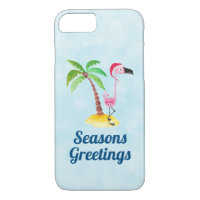 Flamant rose rose Joyeuses Fêtes à Santa Hat