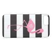 Coques Case-Mate iPhone Flamant rose rose monogramme + noir + blanc (Dos (Horizontal))