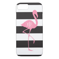 Flamant rose rose monogramme + noir + blanc