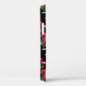 Coques Case-Mate iPhone Flamant rose rose sur noir (Verso / Droite)