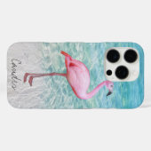 Coques Case-Mate iPhone Flamant rose rose Tropical Beach Modern Ajouter Vo (Verso (horizontal))