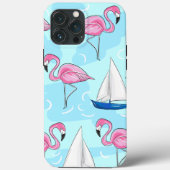 Coques Case-Mate iPhone Flamant rose rose tropical Blue Voilier Preppy (Verso)