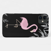 Coques Case-Mate iPhone Flamant rose rose tropical sur la plage noire Dram (Dos (Horizontal))