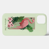 Coques Case-Mate iPhone Flamant Rose Tropical Feuilles de Palmier Vert Lys (Verso (horizontal))