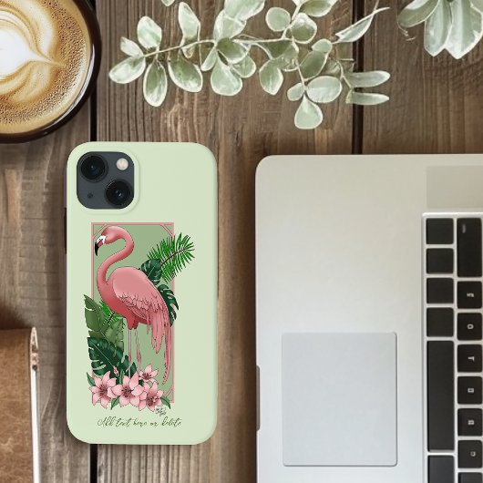 Coques Case-Mate iPhone Flamant Rose Tropical Feuilles de Palmier Vert Lys