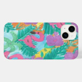 Coques Case-Mate iPhone Flamant rose Tropical Jungle Motif (Verso (horizontal))