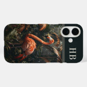 Coques Case-Mate iPhone Flamant rose tropical Monogramme Jungle Personnali (Verso (horizontal))