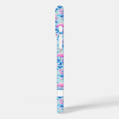 Coques Case-Mate iPhone Flamants avec fleurs roses monogrammées (Verso / Gauche)