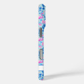 Coques Case-Mate iPhone Flamants avec fleurs roses monogrammées (Verso / Droite)