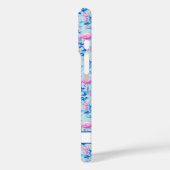 Coques Case-Mate iPhone Flamants avec fleurs roses monogrammées (Verso / Gauche)