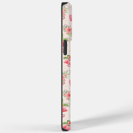 Coques Case-Mate iPhone Flamants mignons et fleurs tropicales (Verso / Droite)