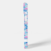 Coques Case-Mate iPhone Flamants roses avec fleurs roses monogrammées (Verso / Gauche)