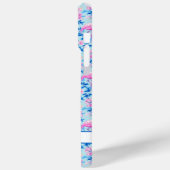 Coques Case-Mate iPhone Flamants roses avec fleurs roses monogrammées (Verso / Gauche)