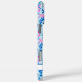 Coques Case-Mate iPhone Flamants roses avec fleurs roses monogrammées (Verso / Droite)