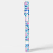 Coques Case-Mate iPhone Flamants roses avec fleurs roses monogrammées (Verso / Gauche)