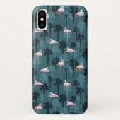 Coques Case-Mate iPhone Flamants roses en pastel sur Teal (Dos)
