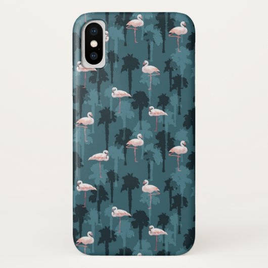 Coques Case-Mate iPhone Flamants roses en pastel sur Teal (Dos)