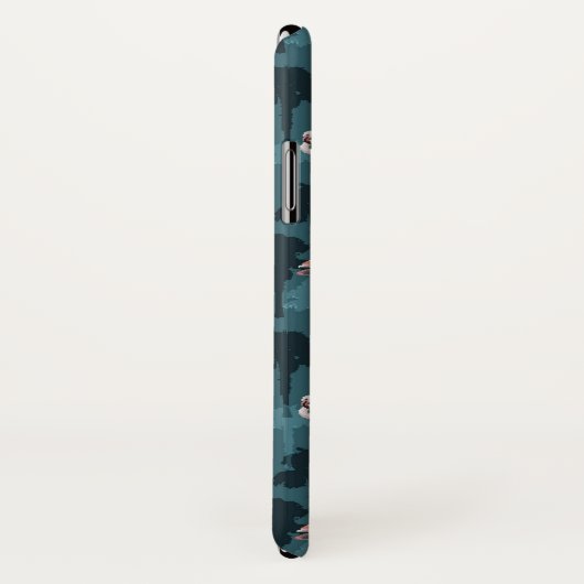 Coques Case-Mate iPhone Flamants roses en pastel sur Teal (Dos/Droite)