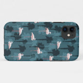 Coques Case-Mate iPhone Flamants roses en pastel sur Teal (Dos (Horizontal))