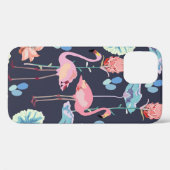 Coques Case-Mate iPhone Flamants roses entourés de fleurs de lotus et pro (Verso (horizontal))