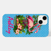 Coques Case-Mate iPhone Flamants roses et Pois rétro personnalisés (Verso (horizontal))