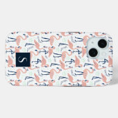 Coques Case-Mate iPhone Flamants Roses Modernes Monogramme (Verso (horizontal))