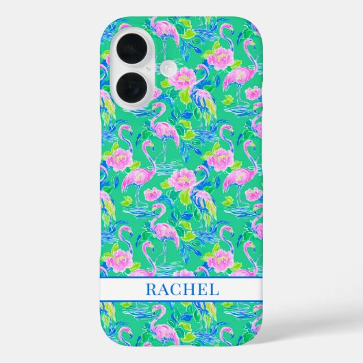 Coques Case-Mate iPhone Flamants Roses Monogrammés (Verso)
