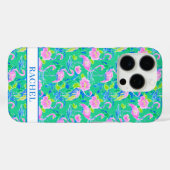 Coques Case-Mate iPhone Flamants Roses Monogrammés (Verso (horizontal))