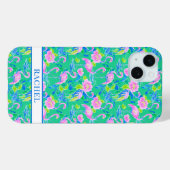 Coques Case-Mate iPhone Flamants Roses Monogrammés (Verso (horizontal))