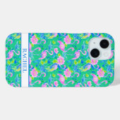 Coques Case-Mate iPhone Flamants Roses Monogrammés (Verso (horizontal))